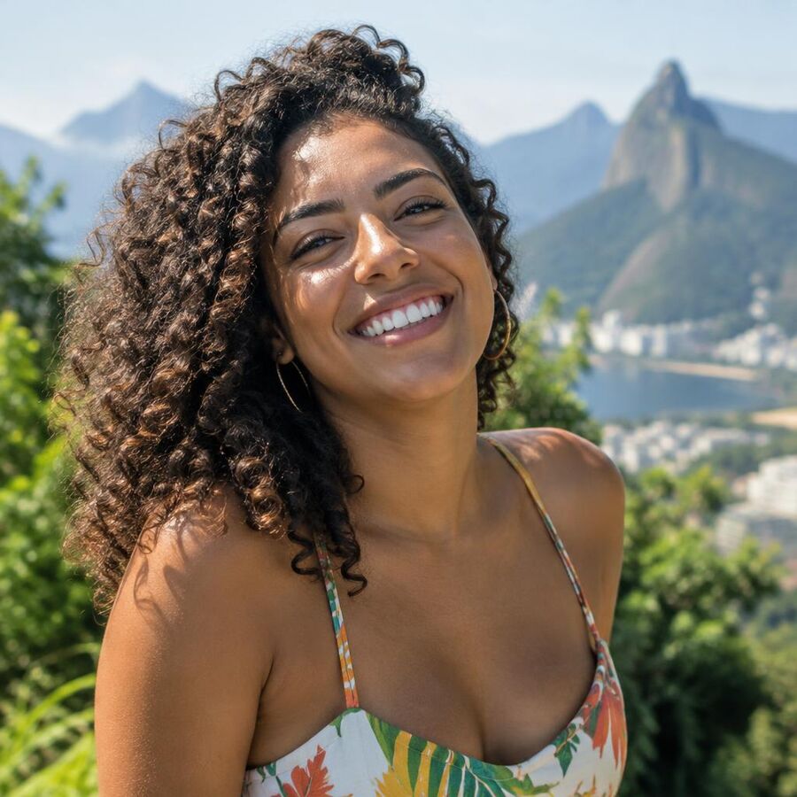 Mulher sorrindo ao ar livre
